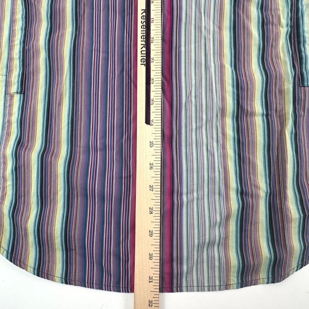 Robert Graham Mens Large Button‎ Up Shirt Purple Striped Embroidered Scooter L - Picture 15 of 16
